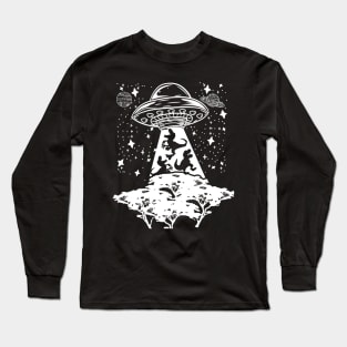 Prehistoric Vintage Dinosaur Alien Abduction Shirt Long Sleeve T-Shirt